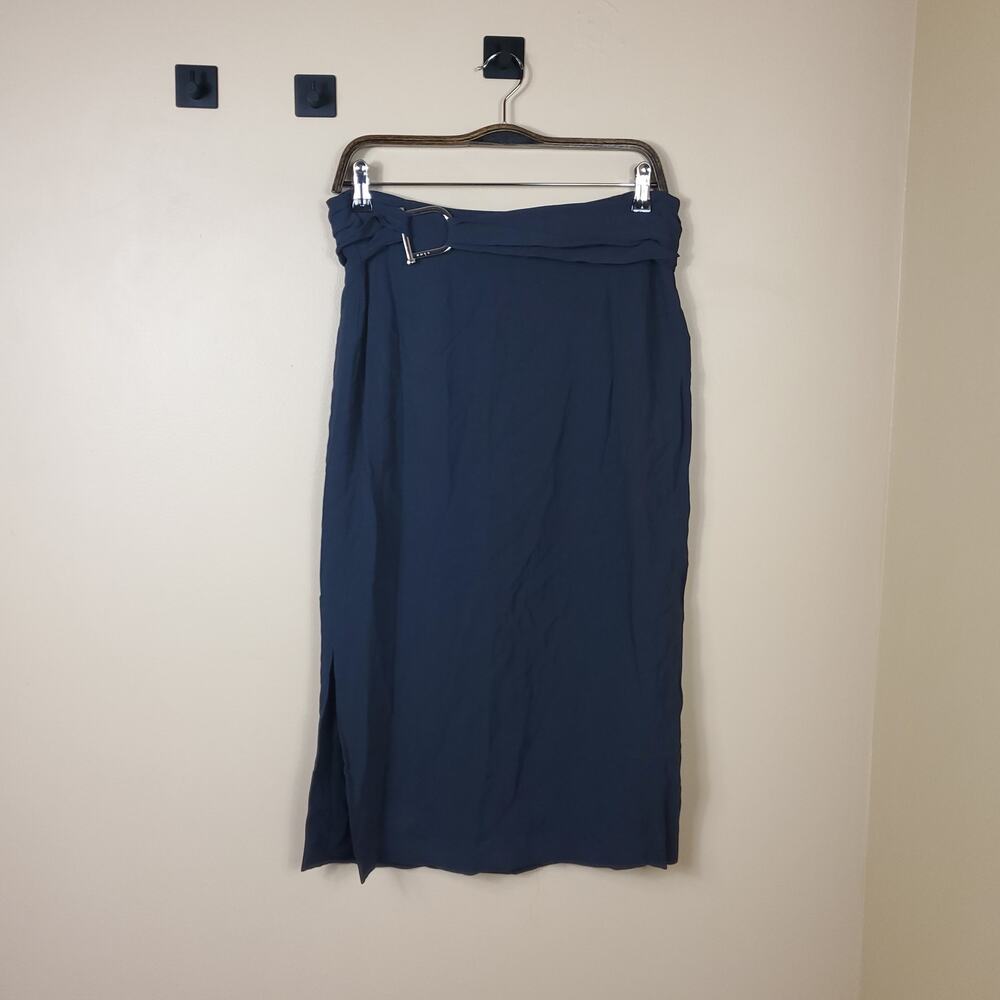 Hugo Boss Verinala Belt Detail Pencil Skirt In Midnight Size 12 DAMAGED